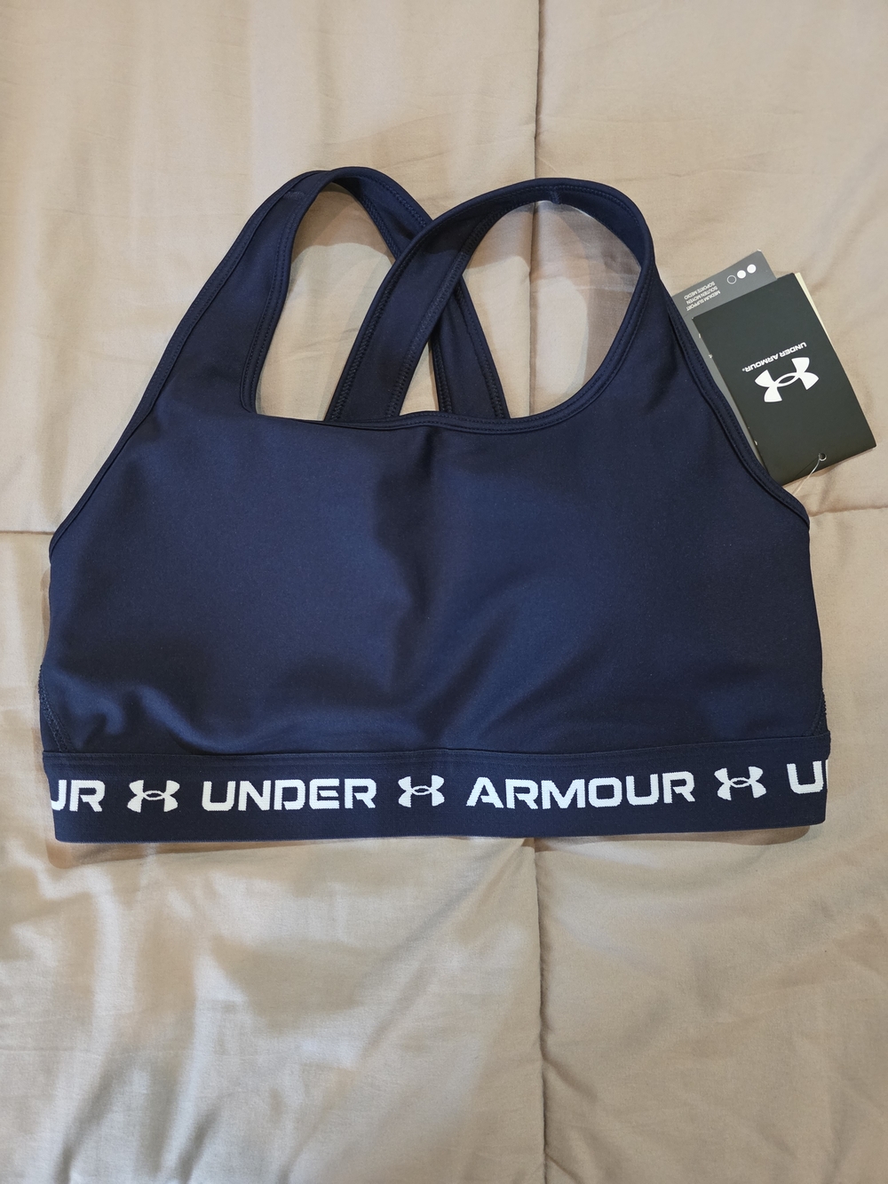 Under Armour Navy Sports Bra with Branded Band